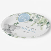 Assiettes En Carton Ballon bleu éléphant garçon baby shower verdure (Angle)