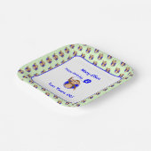 Assiettes En Carton Ballon bleu singe de 2e anniversaire (Angulaire)