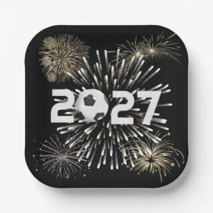 Assiettes En Carton Ballon de Football Fête du Nouvel An 2027