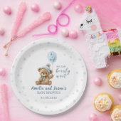 Assiettes En Carton Ballon d'ours bleu garçon baby shower plaques en p (Fête)