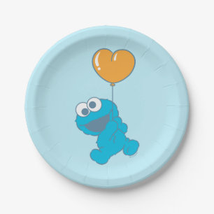 Assiettes En Carton Ballon en forme de cœur de Cookie Monster