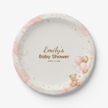 Ballon Ourson Rose Baby Shower Papier