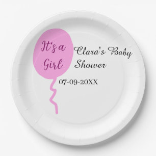 Assiettes En Carton Ballon rose c'est une fille baby shower ajouter no