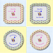 Assiettes En Carton Ballon rose singe de 2e anniversaire