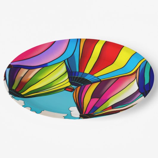 Assiettes En Carton Ballons à air chaud (Angle)