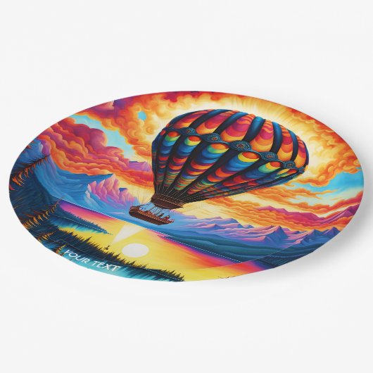 Assiettes En Carton Ballons à air chaud Imaginaire mignon (Angle)