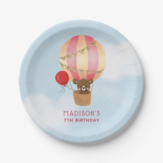 Assiettes En Carton Ballons à air chaud mignonne Fête d'anniversaire f (Devant)