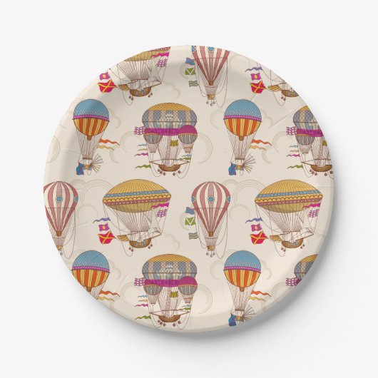 Assiettes En Carton Ballons à air chaud rayé (Devant)
