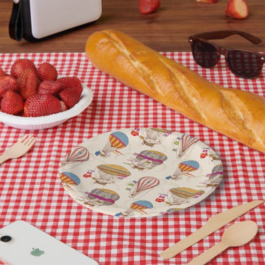 Assiettes En Carton Ballons à air chaud rayé