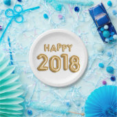 Assiettes En Carton Ballons à huile d'or heureux 2018 | Nouvel An (Fête)