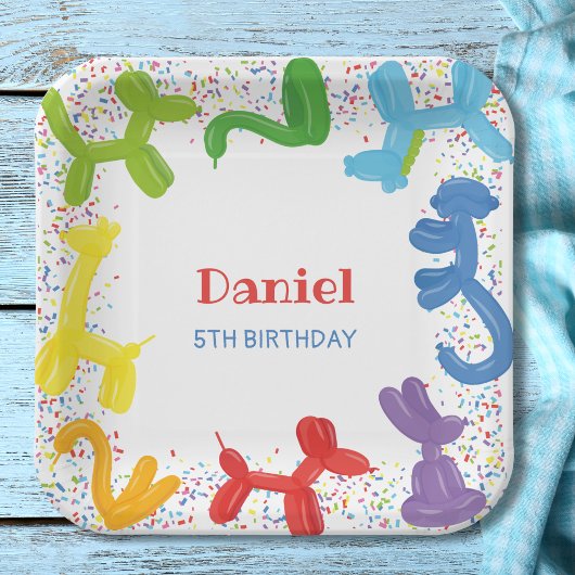 ASSIETTES EN CARTON BALLONS ANIMAUX D'ANNIVERSAIRE