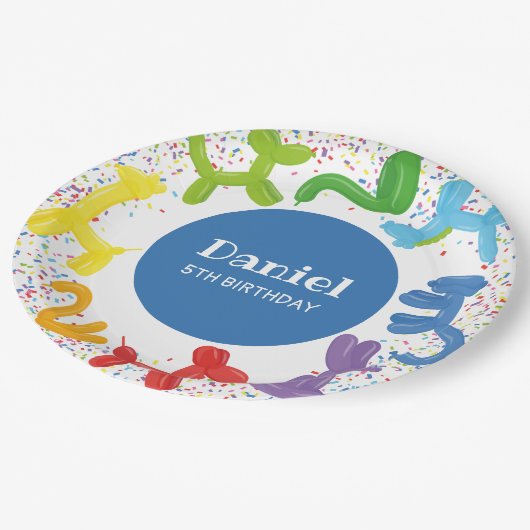 ASSIETTES EN CARTON BALLONS ANIMAUX D'ANNIVERSAIRE (Angle)