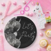 Assiettes En Carton Ballons Anniversaire Black Silver Parties scintill (Fête)