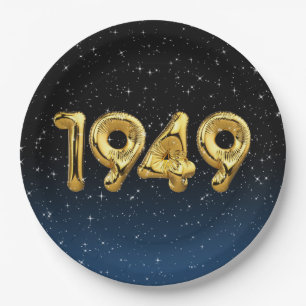 Assiettes En Carton Ballons Anniversaires 1949 En Plaque Papier Étoile