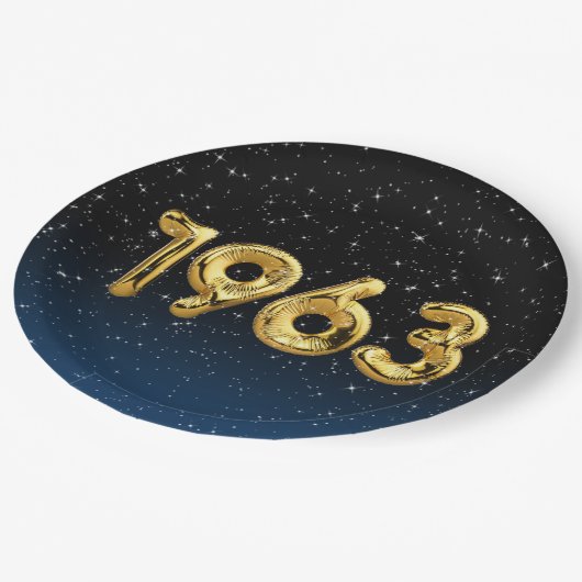 Assiettes En Carton Ballons Anniversaires 1963 En Plaque Papier Étoile (Angle)