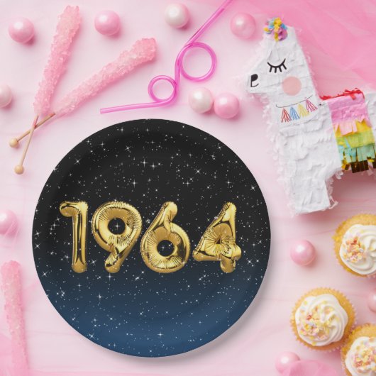 Assiettes En Carton Ballons Anniversaires 1964 En Plaque Papier Étoile (Fête)