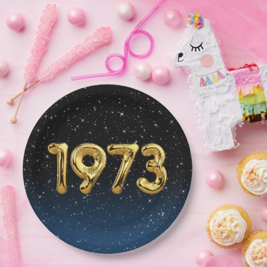 Assiettes En Carton Ballons Anniversaires 1973 En Plaque Papier Étoile (Fête)