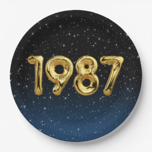 Assiettes En Carton Ballons Anniversaires 1987 En Plaque Papier Étoile