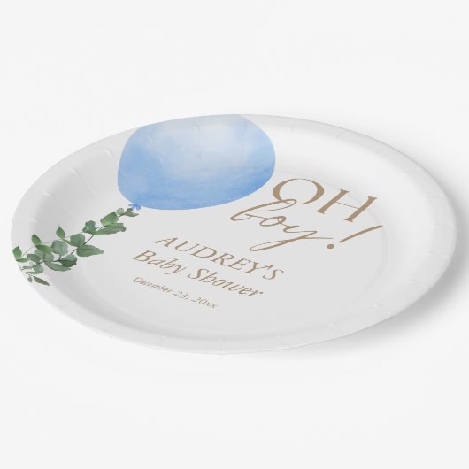 Assiettes En Carton Ballons Bleu bébé garçon douche Invitation Oh garç (Angle)