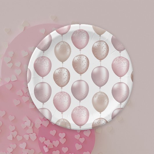 Assiettes En Carton Ballons bleus Anniversaire