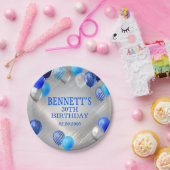 Assiettes En Carton Ballons Bleus Anniversaires (Fête)