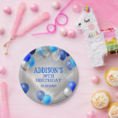 Assiettes En Carton Ballons Bleus Anniversaires (Fête)