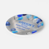 Assiettes En Carton Ballons Bleus Anniversaires (Angle)