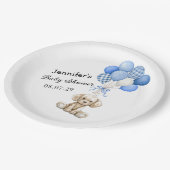 Assiettes En Carton Ballons Bleus Boy Baby shower Plaque en papier (Angle)