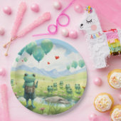 Assiettes En Carton Ballons bleus de grenouilles gaies (Fête)