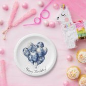 Assiettes En Carton Ballons bleus Delft, personnalisable (Fête)