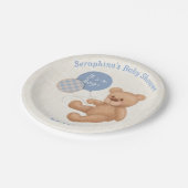 Assiettes En Carton Ballons bleus Teddy Ours Baby shower Plaques en pa (Angle)