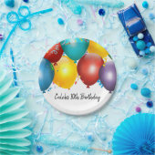 Assiettes En Carton Ballons colorés et Confetti fête d'anniversaire (Fête)