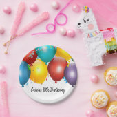 Assiettes En Carton Ballons colorés et Confetti fête d'anniversaire (Fête)