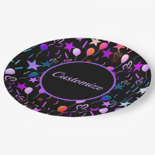 Assiettes En Carton Ballons colorés & Plaques de fête du Coeur