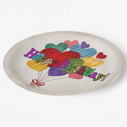 Assiettes En Carton Ballons Country Heart (Angle)