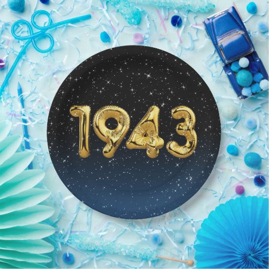 Assiettes En Carton Ballons d'anniversaire 1943 En Stars Plaque de pap (Fête)