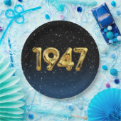 Assiettes En Carton Ballons D'Anniversaire 1947 En Étoiles (Fête)