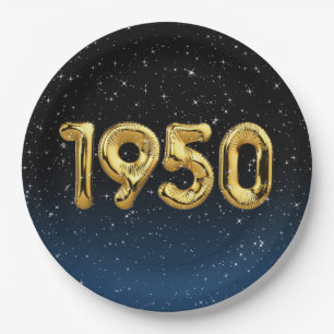 Assiettes En Carton Ballons D'Anniversaire 1950 En Étoiles