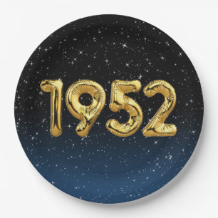 Assiettes En Carton Ballons D'Anniversaire 1952 En Étoiles