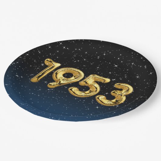 Assiettes En Carton Ballons d'anniversaire 1953 En Stars Plaque de pap (Angle)