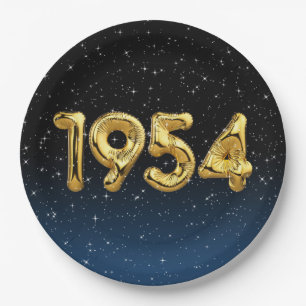 Assiettes En Carton Ballons D'Anniversaire 1954 En Étoiles