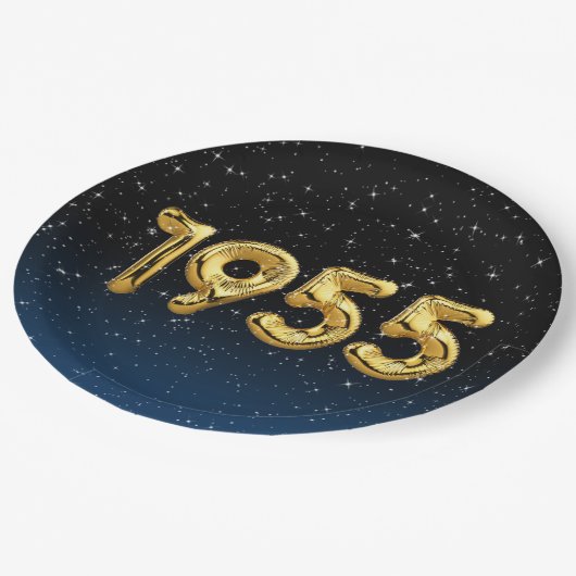 Assiettes En Carton Ballons D'Anniversaire 1955 En Étoiles (Angle)