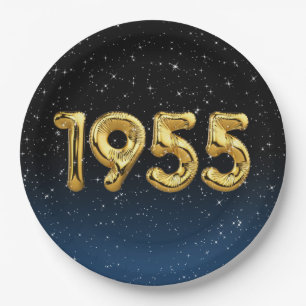 Assiettes En Carton Ballons D'Anniversaire 1955 En Étoiles