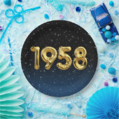 Assiettes En Carton Ballons d'anniversaire 1958 En Stars Plaque de pap (Fête)