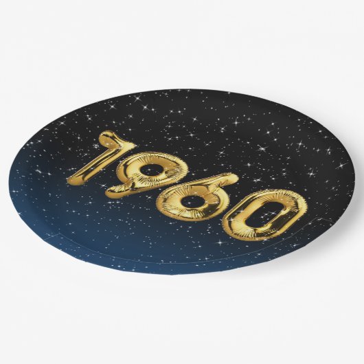 Assiettes En Carton Ballons D'Anniversaire 1960 En Étoiles (Angle)