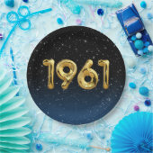 Assiettes En Carton Ballons D'Anniversaire 1961 En Étoiles (Fête)