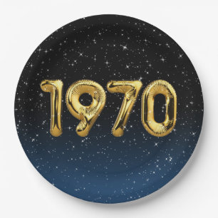 Assiettes En Carton Ballons d'anniversaire 1970 En Stars Plaque de pap