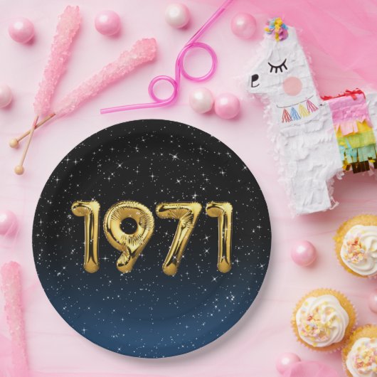 Assiettes En Carton Ballons D'Anniversaire 1971 En Étoiles (Fête)