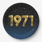 Assiettes En Carton Ballons D'Anniversaire 1971 En Étoiles (Devant)