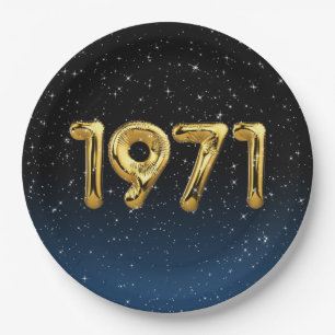 Assiettes En Carton Ballons D'Anniversaire 1971 En Étoiles